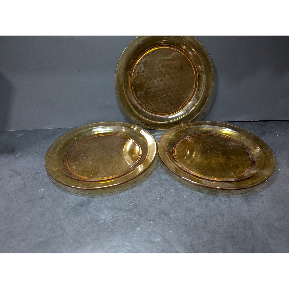 Vereco Amber Glass Plates Set,‎ French Vintage Style, Dessert & Bread Plates